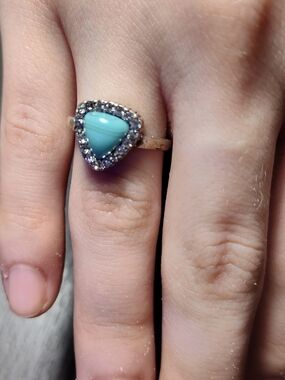 Trillion Halo Ring - Blue Stone Fashion Ring